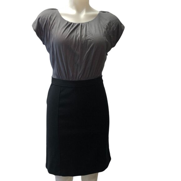 Woman Loft casual dress color block gray black cap sleeve sz OP - Picture 1 of 7